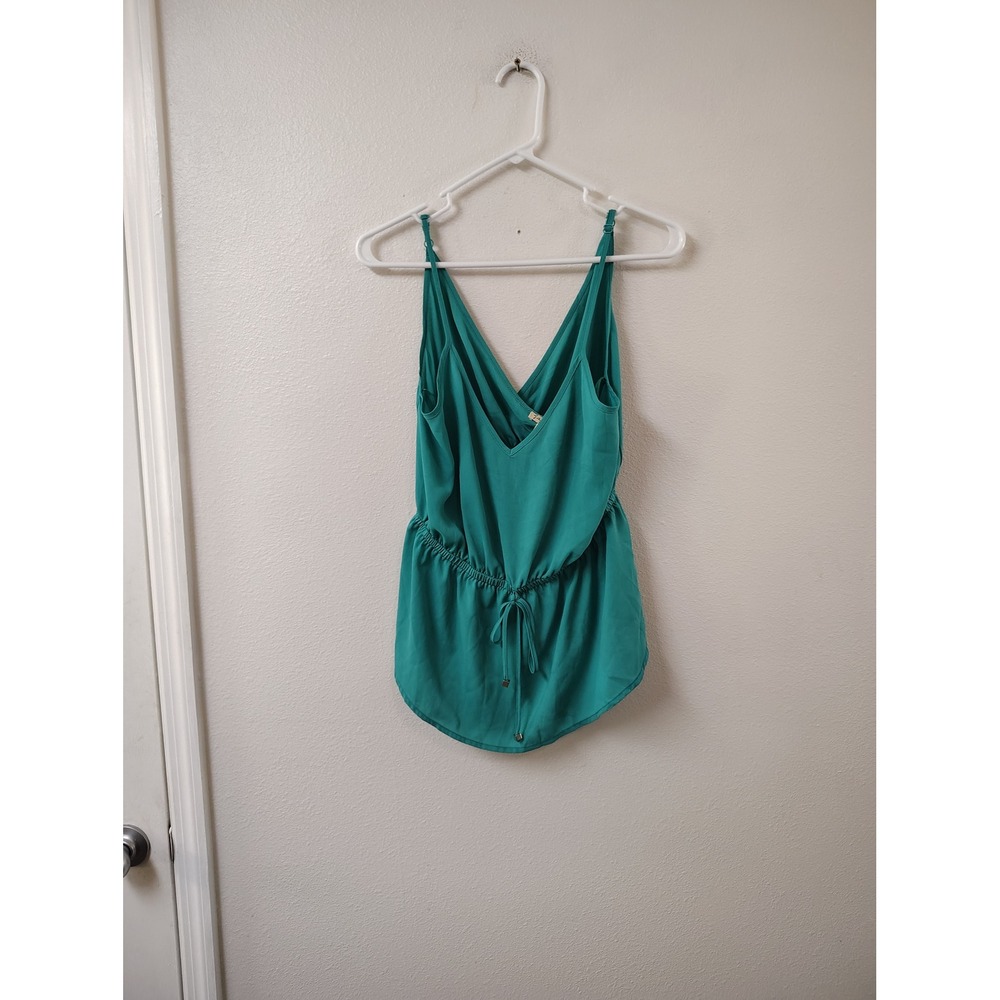Lily White Francescas Teal Green Surplice Cami Top V-Neck Drawstring Waist Large